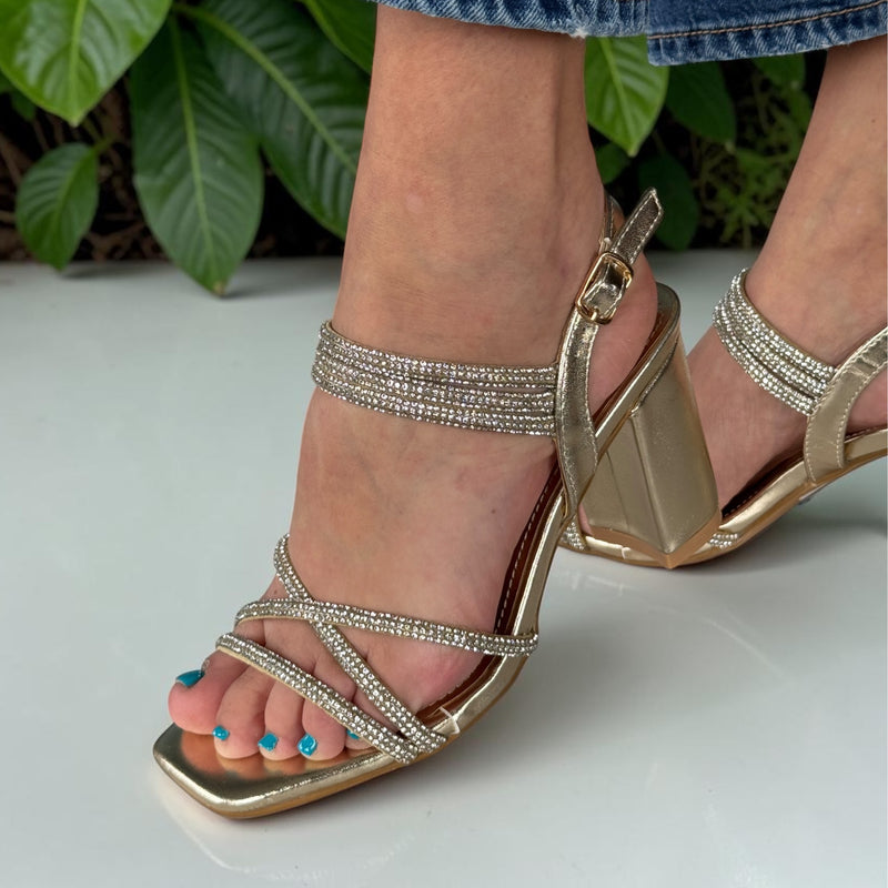 Womens Redz 3132 Heeled Sandals - Gold