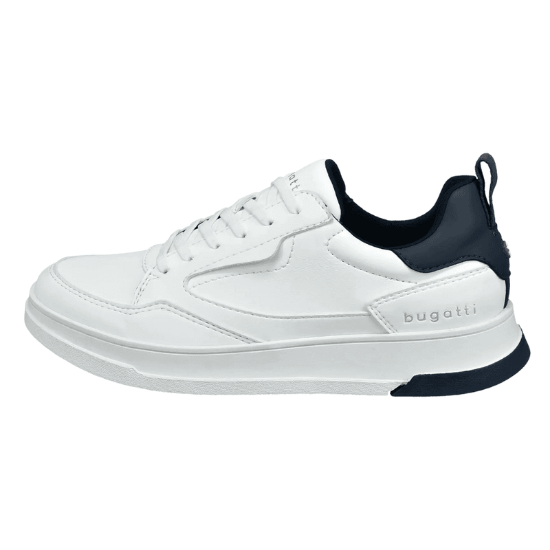 Bugatti Mens AA502 White with Navy Leather Trainers - White
