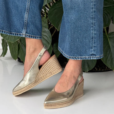 Womens Unisa Decia Wedge Espadrilles - Platino Gold