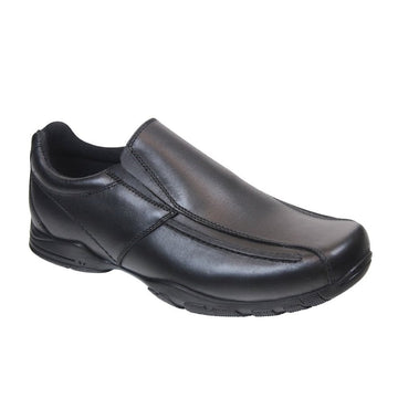 Term Boys Hoddle Slip on Loafers School Shoes - Black Leather - Black