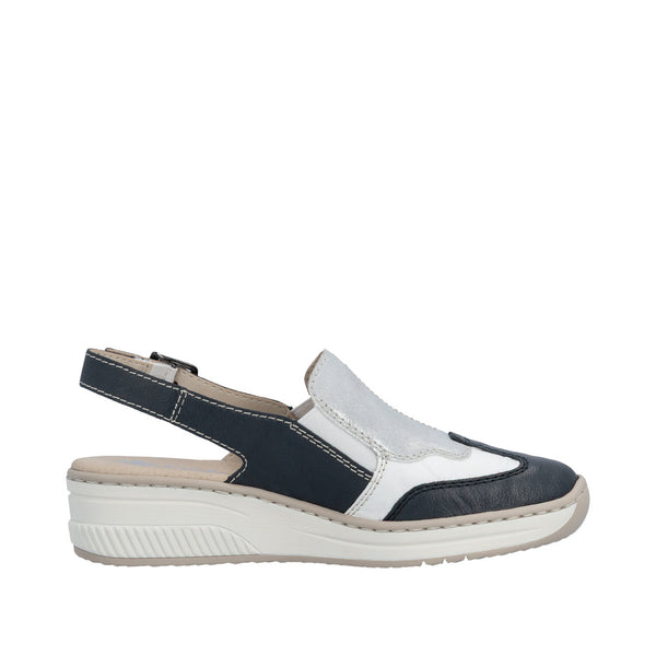 Womens Rieker 48757 Blue Combi Wedge Sandal - Blue Combi