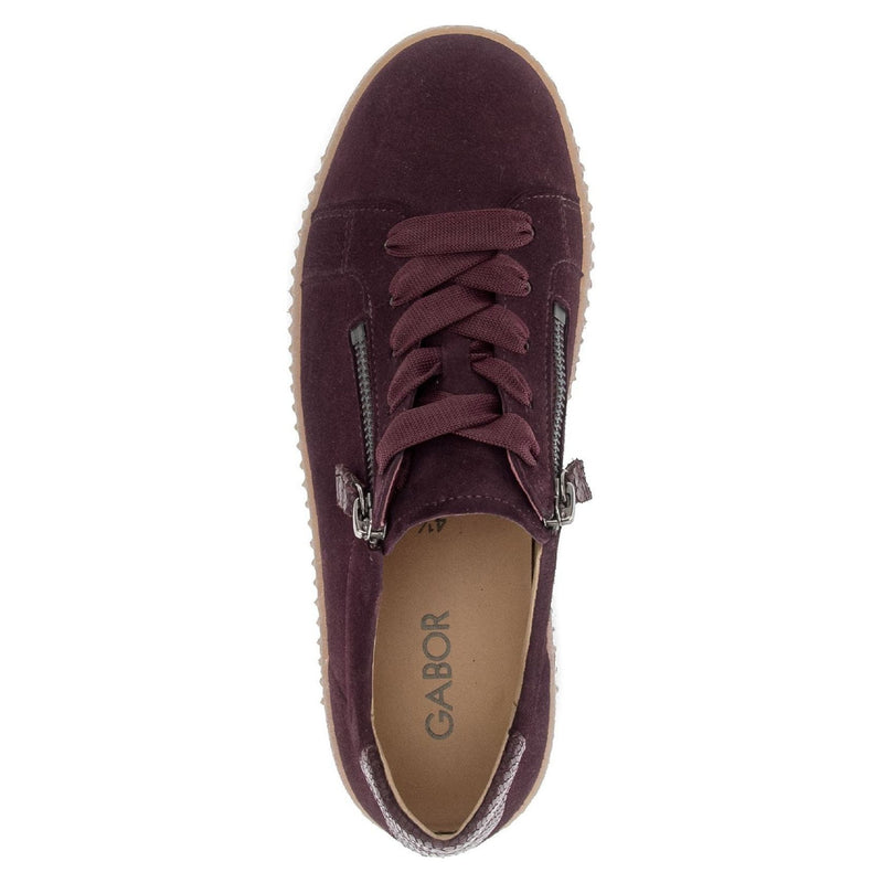 Womens Gabor 6010 Suede Platform Trainers - Mulberry