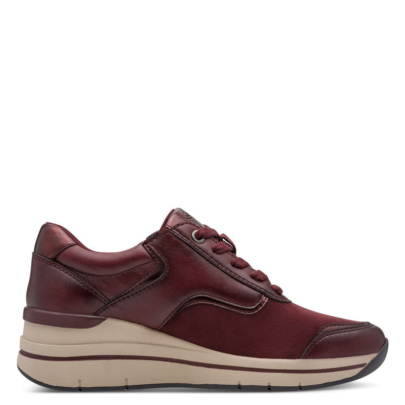 Womens Jana 23790 Bordeaux Side Zip Trainers - Bordeaux