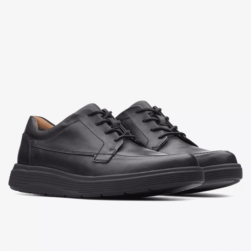 Clarks Mens Un Abode Ease Black Leather Lace up Shoes - Black