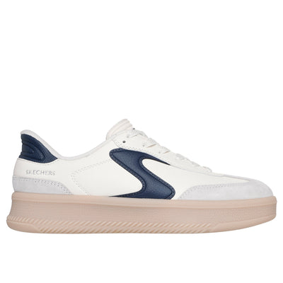 Womens Skechers 185460 Off White Duraleather & Suede Overlay Lace-Up Hotshot Hi Slip-Ins - Off White