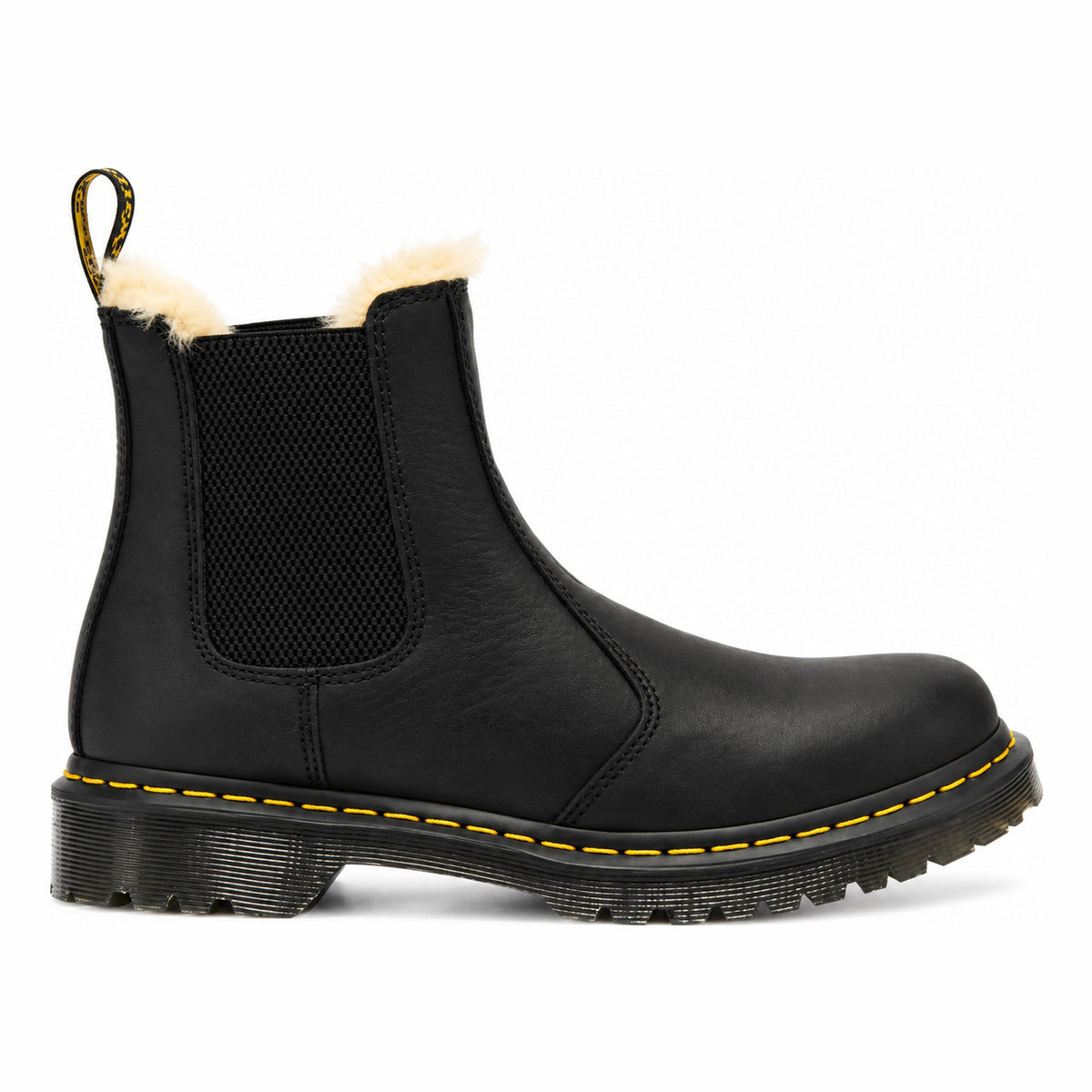 Womens Dr Martens 2976 Leonore Faux Fur Black Burnished Chelsea Boots