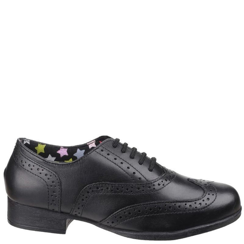 Girls Hush Puppies Kada Black Junior School Shoes - Black
