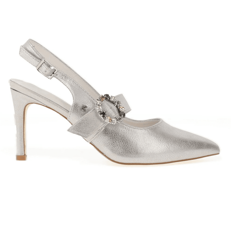 Womens Kate Appleby Cuxham Diamante Brooch Strap Heels - Chrome Shimmer