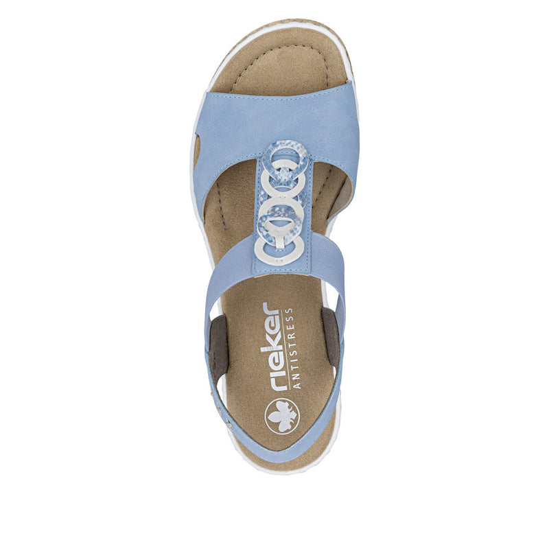 Womens Rieker 67498 Blue Wedge Sandal - Blue