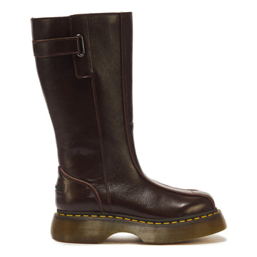 Unisex Dr. Martens Buzz Hi Dark Brown Gloss Leather Long Boots - Dark Brown
