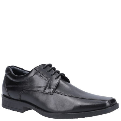 Boys Hush Puppies Brandon Black Senior School Shoes - Black