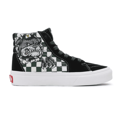 Vans Kids Sk8-Hi in Black With Bull Dog - Black Bulldog
