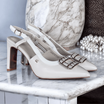 Womens Una Healy Shake EM Down Slingback Heels- Off White - Innocence