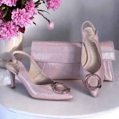 Womens Emis Ladies Slingback Heels -  Pink Iridescent