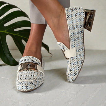 Womens Zanni & Co Laocai Perspex Heel Loafers - Blue Tweed