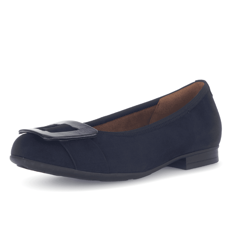Womens Gabor 72.463 Print Flat Ballerina Pumps - Navy