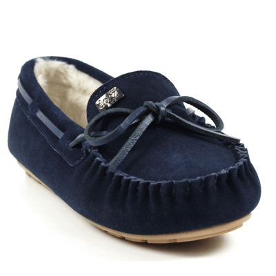 Womens Lazy Dogz Portree Moccasin Slippers - Navy