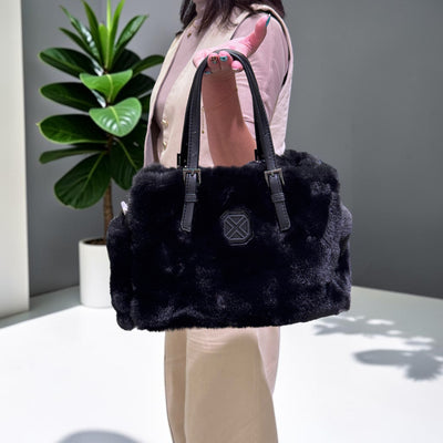 Womens Xti 184716 Fur Handbag - Black