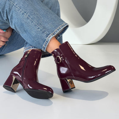 Womens Zanni & Co Meicun One Ankle Boots - Cherry Patent