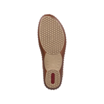 Womens Rieker M1655 Beige Heeled Sandal - Beige Gold