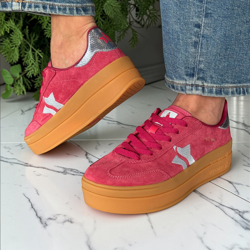 Womens Skechers Academy HI Suede Elevated Trainers - Primary Red