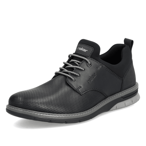 Rieker Mens Black Smart Casual Elasticated Lace Shoe - Black