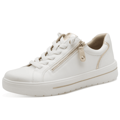 Womens Jana 23770 White and Gold Side Zip Platform Trainers - White