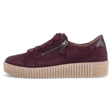 Womens Gabor 6010 Suede Platform Trainers - Mulberry