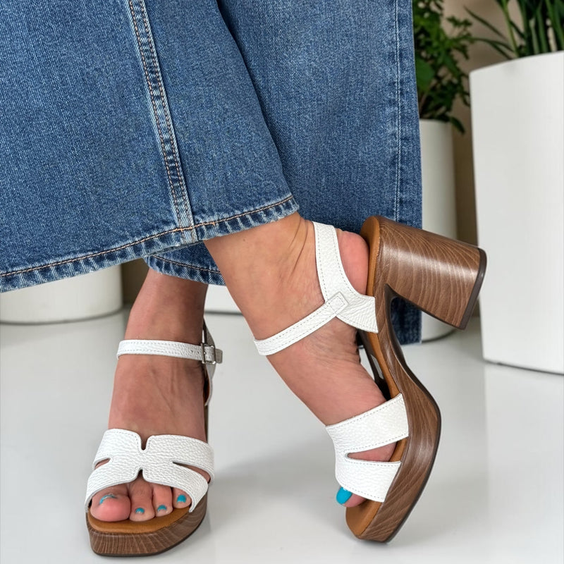 Womens Oh! My Sandals 5932 White Heeled Sandals - White