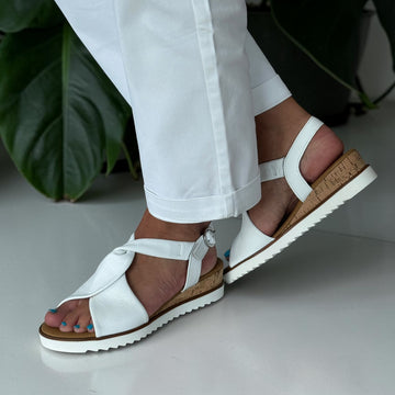 Womens Gabor Rich White Twist Front Slingback Sandals - White