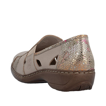 Womens Rieker 41385 Beige Heeled Sandal - Beige Gold