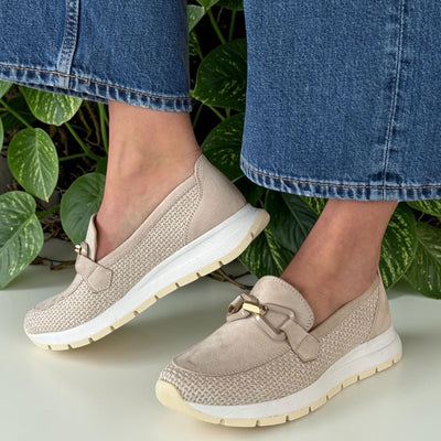 Womens Heavenly Feet Ciara Loafers - Beige Gold