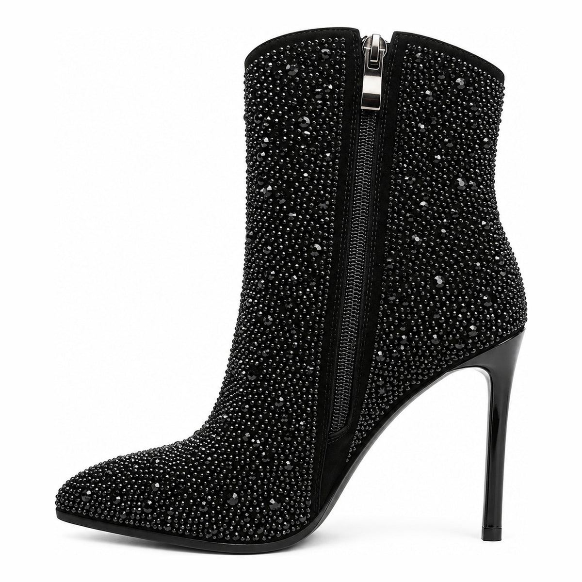 Womens Redz 10905 Grey / Black Glitz Pin Heel Ankle Boots