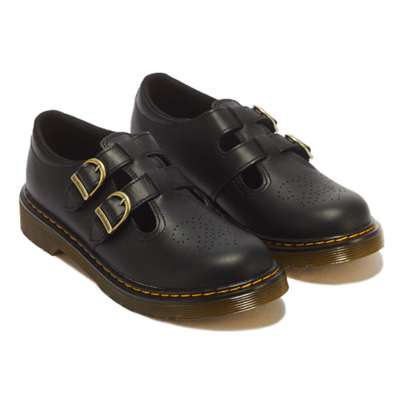 Youth Girls Dr Martens 8065 Softy T Leather Black Mary Jane School Shoes - Black