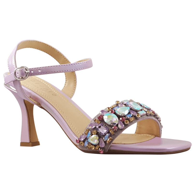 Womens Sorento Glin Lilac Jewelled Strap Heeled Sandals - Lilac