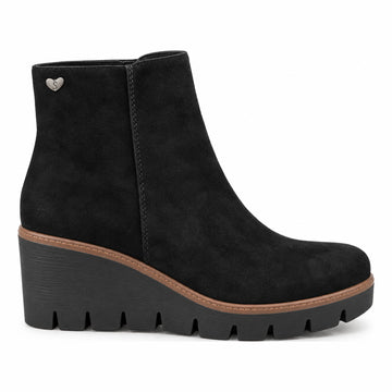 Womens Susst Buddy26 Wedge Ankle Boots - Black Microfibre