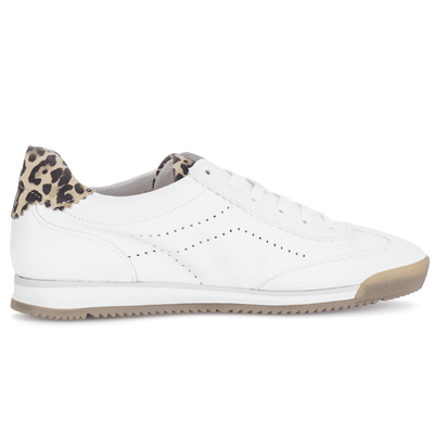 Womens Gabor 83.432 White with Leopard Heel Tennis Trainers - White