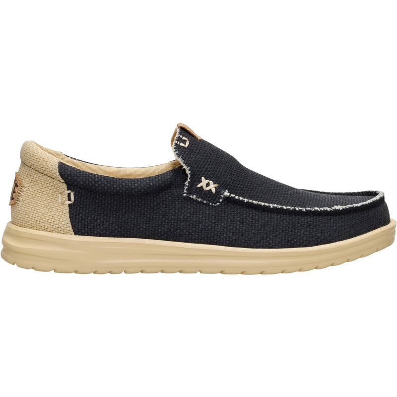 Mens Heydude Mikka Braided Black Boulder Tan Casual Slip-On Shoe - Black Boulder Tan