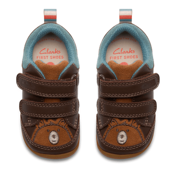 Infant Boys Clarks Roamer Eden Chestnut Brown Bear 2 Strap Pre Walker Shoes - Chestnut