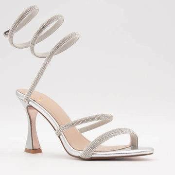 Womens Una Healy Maneater Heeled Sandal - Chrome Twist