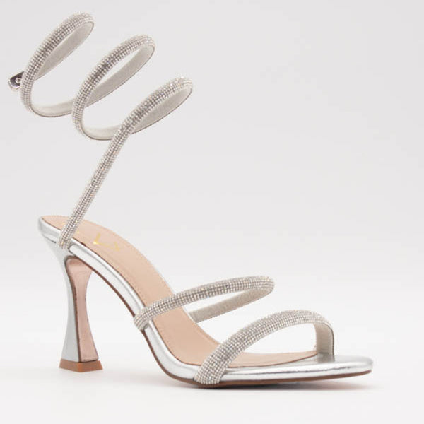 Womens Una Healy Maneater Heeled Sandal - Chrome Twist