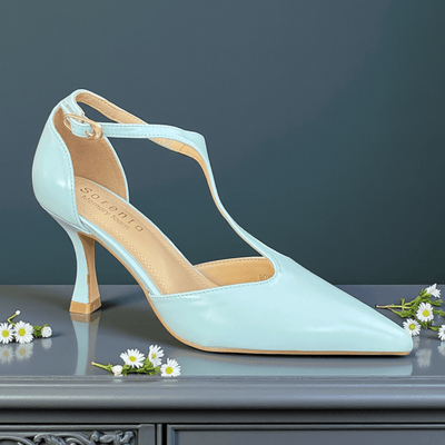 Womens Sorento Boynehill T-Bar Flared Heels - Sky