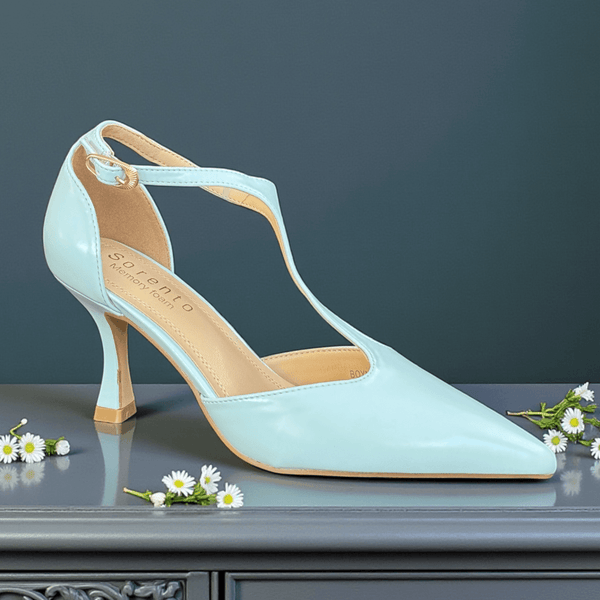 Womens Sorento Boynehill T-Bar Flared Heels - Sky