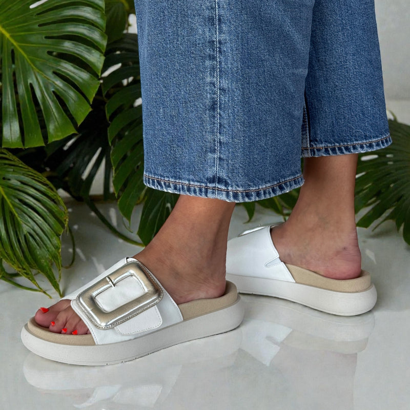 Womens Gabor 83.751 Adios Mule Velcro Front Sandals - White