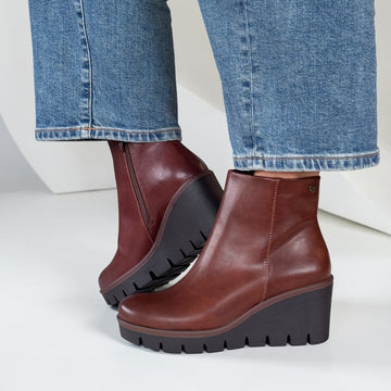 Womens Susst Buddy26 Wedge Ankle Boots - Cognac