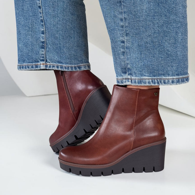 Womens Susst Buddy26 Wedge Ankle Boots - Cognac
