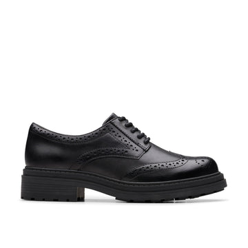 Girls Clarks Orinoco3 Derby School Shoes - Black