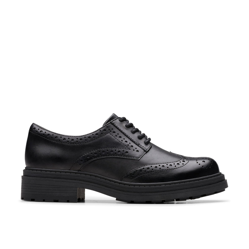 Girls Clarks Orinoco3 Derby School Shoes - Black