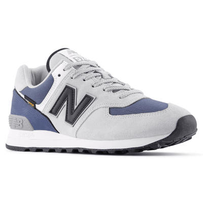 New Balance Mens 574 Trainers - Grey with Navy - Linen with NB Navy