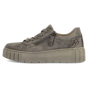 Womens Gabor 6017 Taupe Suede Platform Trainers - Taupe